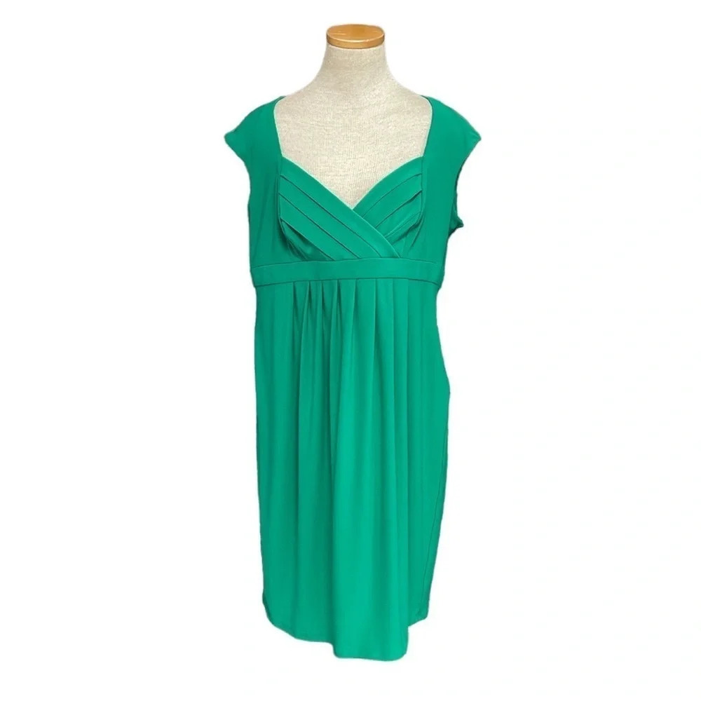 Evan-Picone Dress Womens 14 Green Sweetheart Sleeveless A-Line Midi